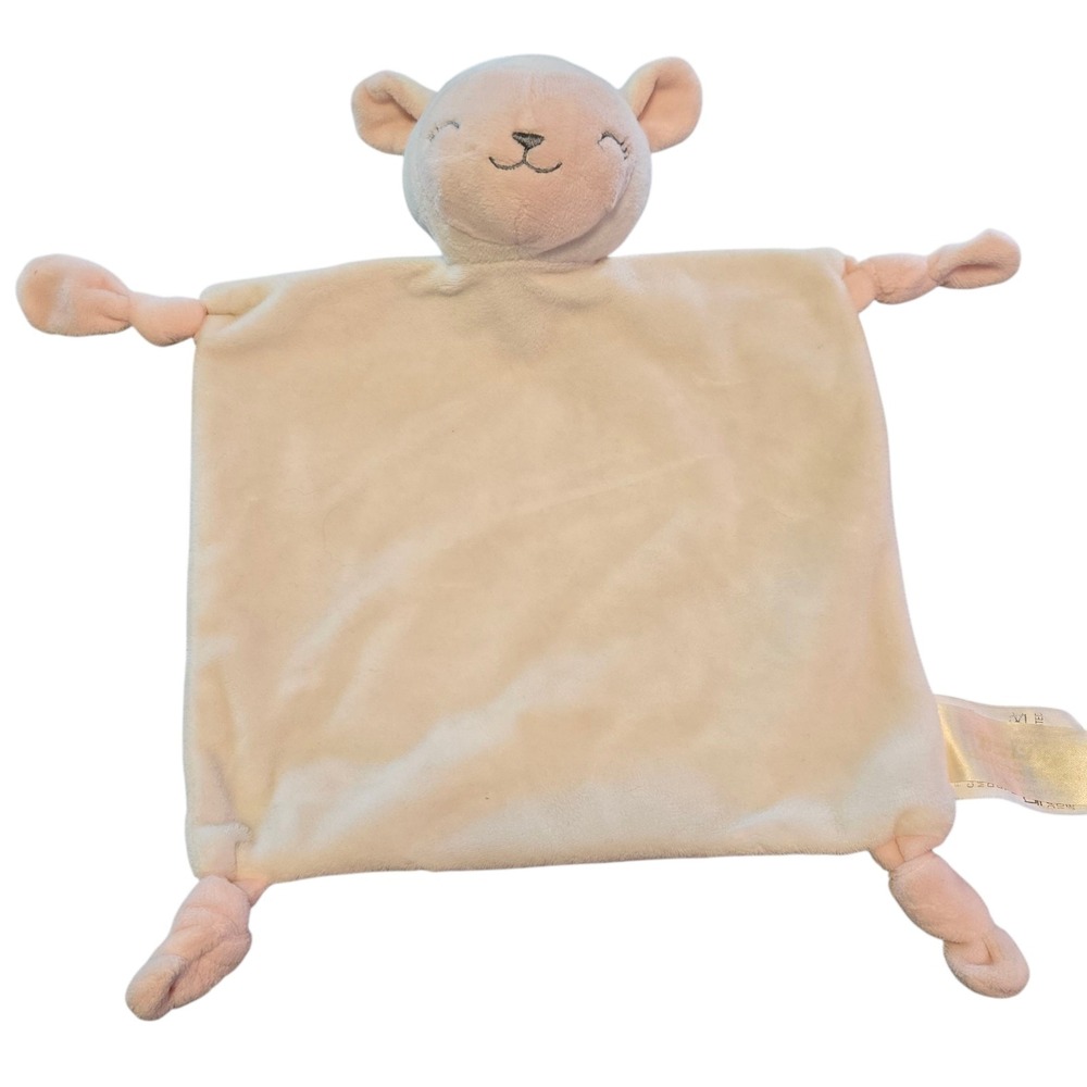 Dan Dee Baby Lamb Security Blanket Lovey Plush Beige Knotted Comfort Toy